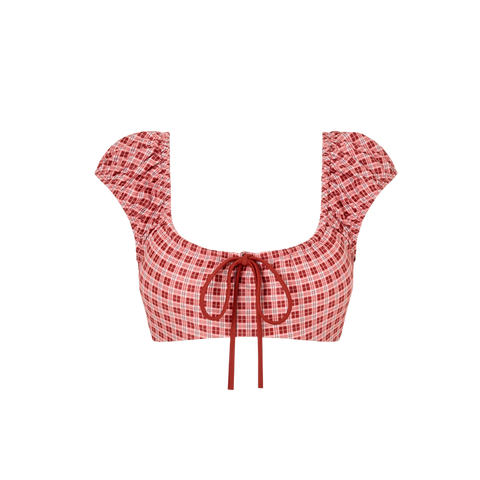 Colette Puff Sleeve Top - Vintage Red Plaid - Align Swim