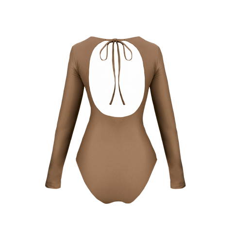 Isla Long Sleeve One-Piece - Truffle - align swim