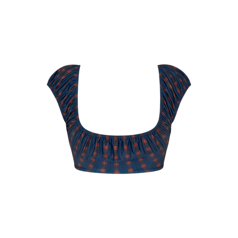 Colette Puff Sleeve Top - Marine Plaid - Align Swim