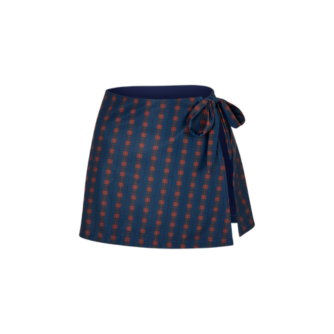 Josie Wrap Swim Skirt - Marine Plaid - Align Swim