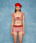 Colette Puff Sleeve Top - Vintage Red Plaid - Align Swim