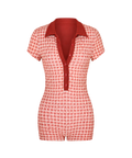 Bonnie Terry Swim Romper - Vintage Red Plaid - Align Swim