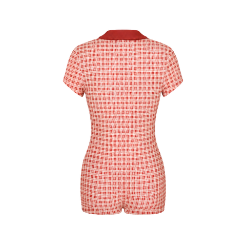 Bonnie Terry Swim Romper - Vintage Red Plaid - Align Swim