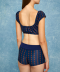 Colette Puff Sleeve Top - Marine Plaid - Align Swim