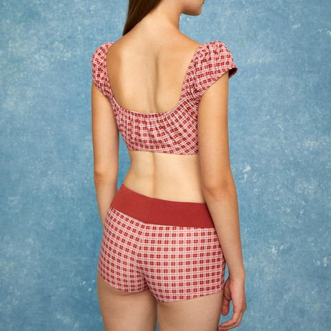 Frankie Swim Shorts - Vintage Red Plaid - Align Swim