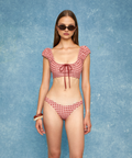 Colette Puff Sleeve Top - Vintage Red Plaid - Align Swim