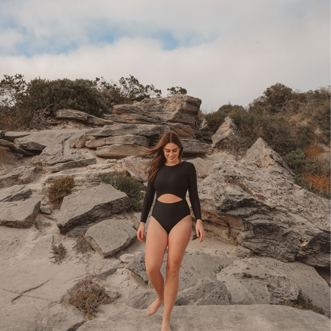 Isla Long Sleeve One-Piece - Ebony - align swim