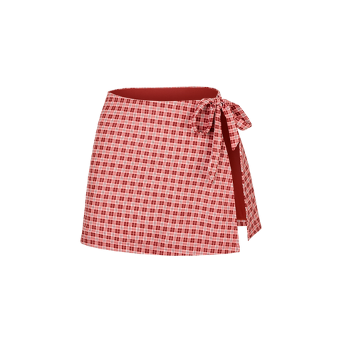 Josie Wrap Swim Skirt - Vintage Red Plaid - Align Swim